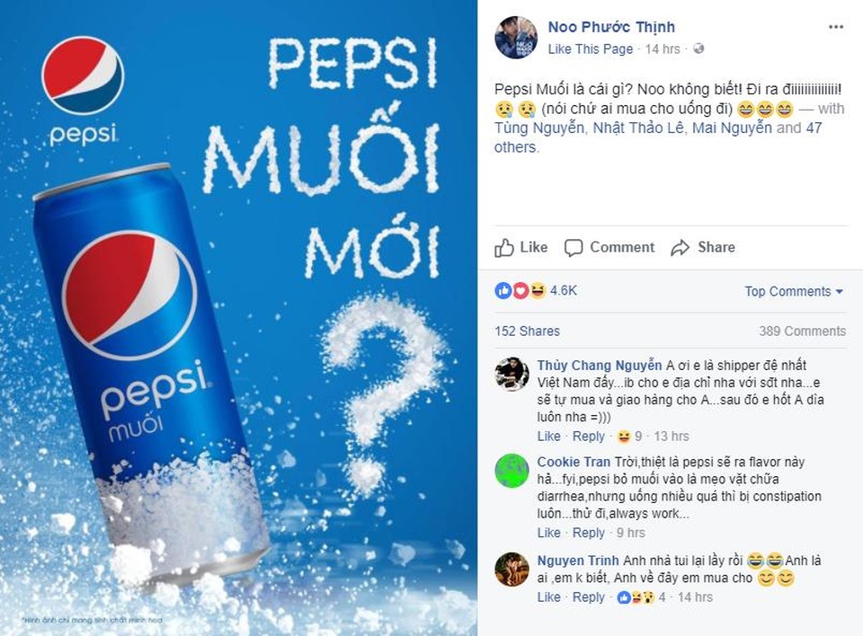 Xôn xao cơn sốt up ảnh “cần muối” của dàn sao Việt - 4 Noo Phước Thịnh cũng muốn thử Pepsi Muối quá nè