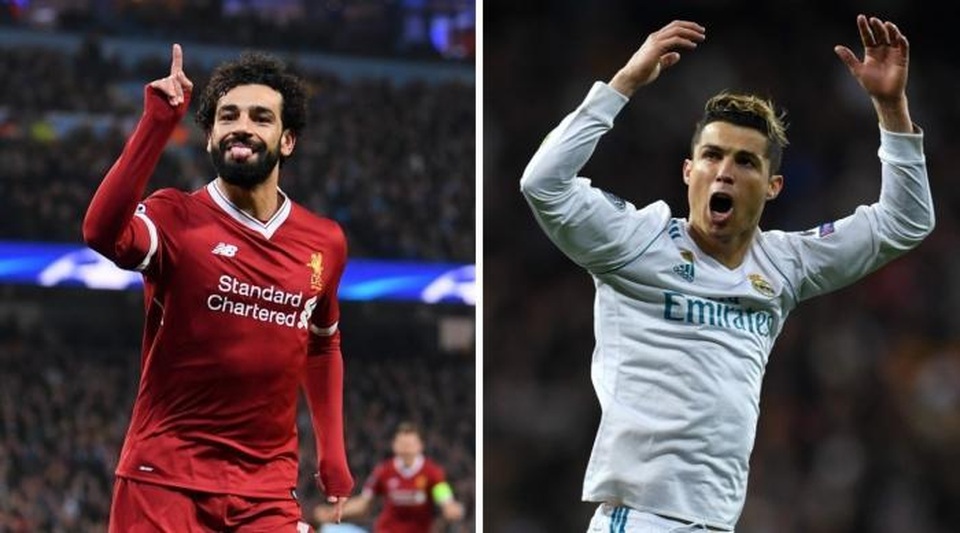 Trực tiếp chung kết UEFA Champions League tại 3 thành phố lớn - 1 Mohamed Salah “phù thủy” của The Kop (áo đỏ bên trái), Cristiano Ronaldo (áo trắng bên phải) “siêu sao” của đội bóng hoàng gia Real Madrid. Nguồn hình: talksport.com