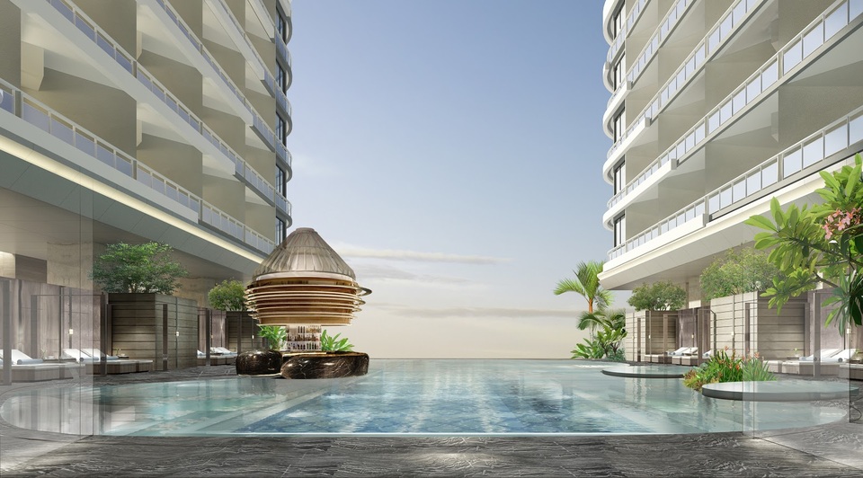 Nhờ chính sách ưu việt, condotel cao cấp hút khách bất chấp tháng Ngâu - 3 Bể bơi vô cực Aqua Bay tại Swisstouches La Luna Resort