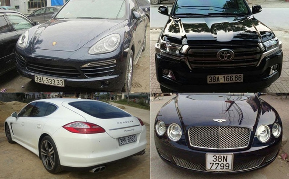 
Những tấm biển của các xe sang khi tra cứu đều không thấy. (Ảnh: Facebook Xe Sang Ha Tinh)
