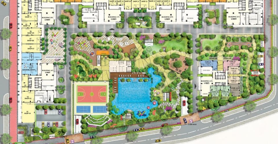 Cảnh quan cũng là yếu tố hút khách vì Saigon South Residences có diện tích khu đất rộng gần 33.000m2 nhưng diện tích đất dành cho xây dựng chỉ hơn 9.500m2, phần còn lại là không gian xanh mở, công trình tiện ích.