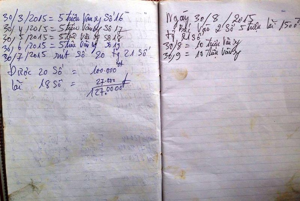 Một số người ghi chép đầy đủ số tiền góp hụi và cho bà Vân vay