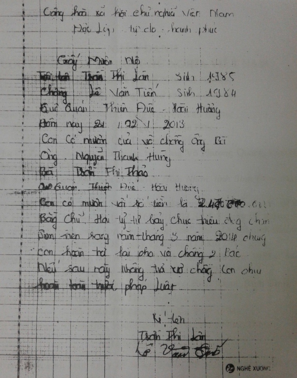 Nghi án tẩu tán tài sản né thi hành án: Bị đơn lên tiếng! - 3 Giấy nợ vợ chồng bà Lân - ông Tiến viết nợ vợ chồng ông Hùng số tiền hơn 2,4 tỷ đồng