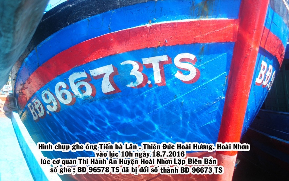 Nghi án tẩu tán tài sản né thi hành án: Bị đơn lên tiếng! - 6 Tàu cá BĐ 96578 TS bị sửa thành BĐ 96673 TS mà ông Hùng cho rằng là vợ chồng Lân cố tình sửa để né thi hành án