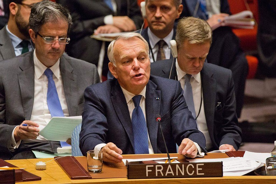 Pháp đòi điều tra Nga về tội ác chiến tranh ở Syria - 1 Ngoại trưởng Pháp phát biểu tại Liên Hợp Quốc (Ảnh: AFP)