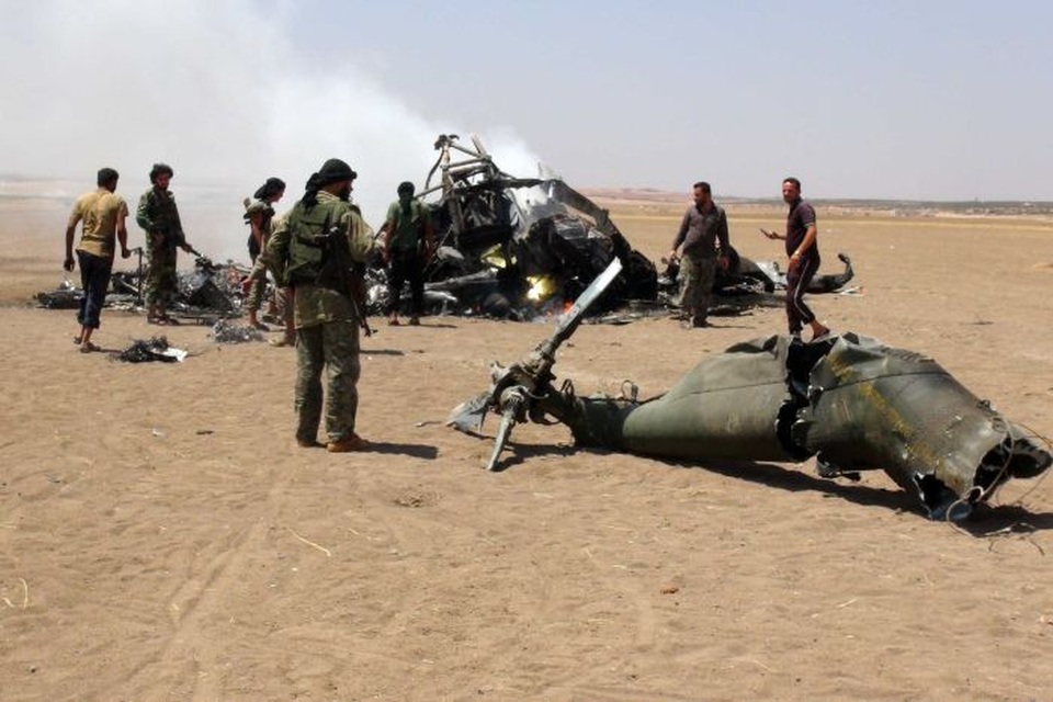 Một trực thăng Nga bị bắn hạ hồi tháng 8 khi vận chuyển hàng cứu trợ tới thành phố Aleppo, Syria (Ảnh: ABC)