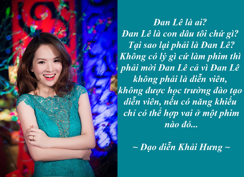 Vì sao NSND Khải Hưng không chọn Đan Lê vào phim mới? - “Đan Lê là ai? Đan Lê là con dâu tôi chứ gì? Tại sao lại phải là Đan Lê, không có lý gì cứ làm phim thì phải mời Đan Lê cả vì Đan Lê không phải là diễn viên...”, NSND Khải Hưng trả lời câu hỏi vì sao không mời con dâu tham gia phim mới.