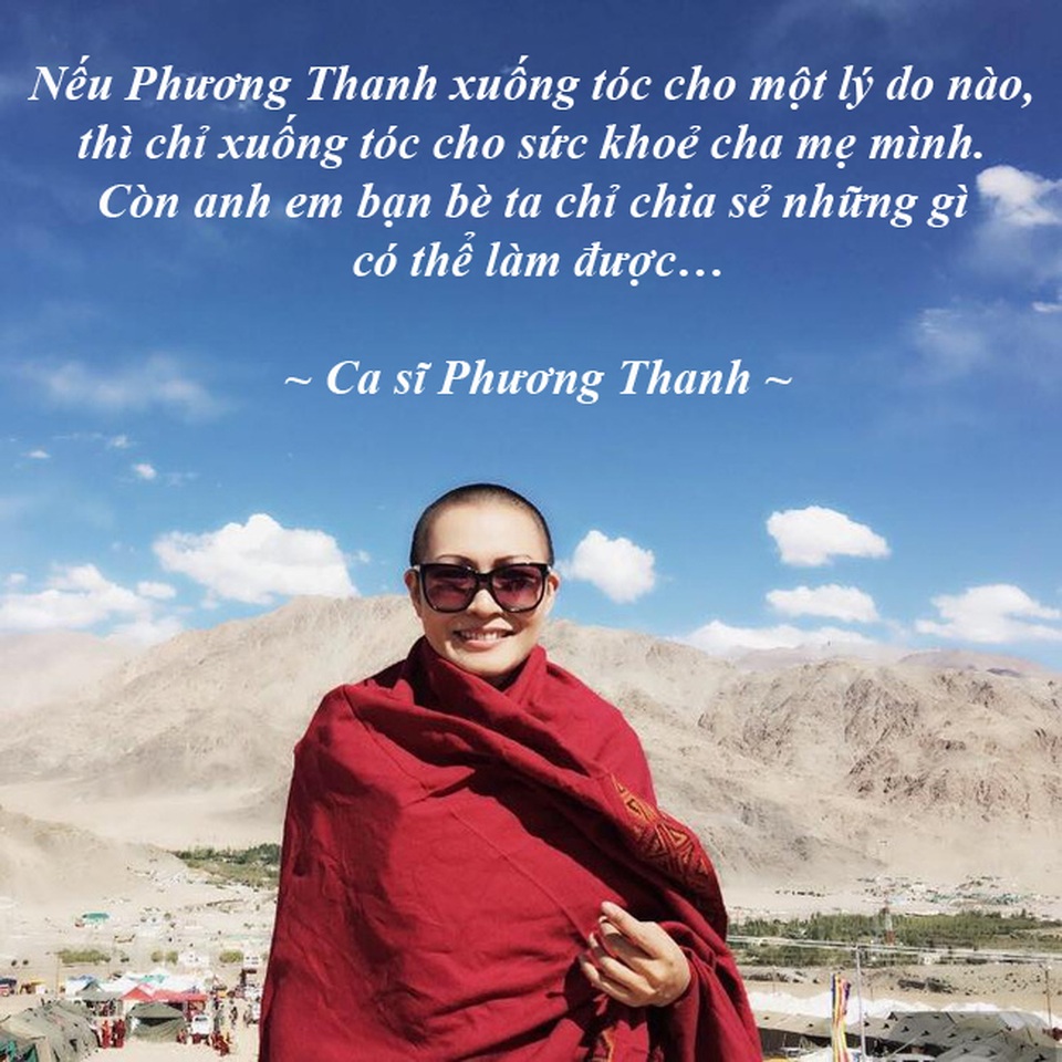 Phương Thanh xuống tóc không phải để cầu nguyện cho Minh Thuận - Tối 15/8, Phương Thanh bất ngờ chia sẻ trên trang cá nhân hình ảnh mới nhất của chị từ Ấn Độ. Theo đó, mái tóc lưng lửng từng tạo nên tên tuổi của “chị Chanh” bao năm nay đã được thay bằng mái tóc ngắn của một ni sư. Việc “xuống tóc” của Phương Thanh khiến không ít người bất ngờ.