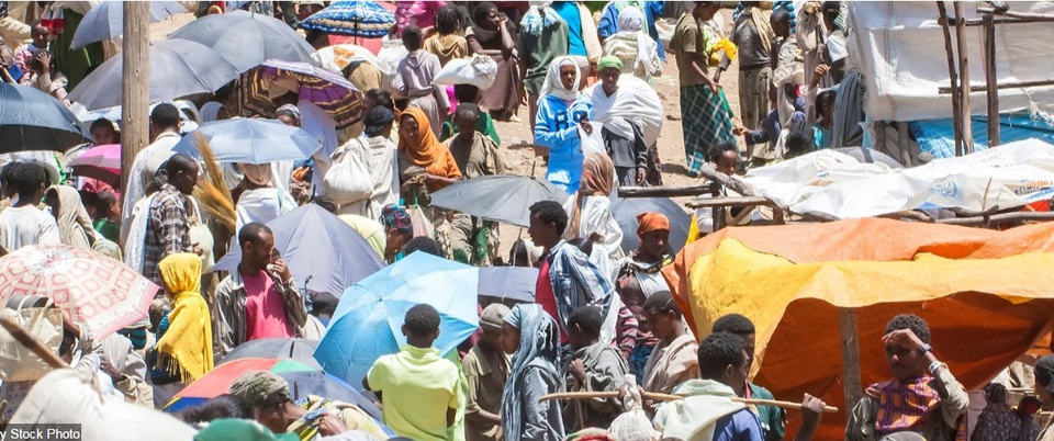 Khu chợ Lalibela ở vùng Amhara, miền bắc Ethiopia - đất nước nằm sâu trong lục địa có dân số đông nhất thế giới.