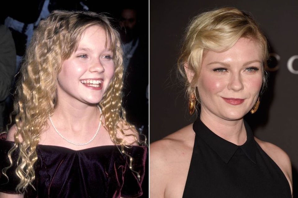 Nữ diễn viên Kirsten Dunst (34 tuổi) từng được người xem điện ảnh nhớ đến với vai diễn nàng Mary Jane trong loạt phim Người Nhện Spider-Man. So sánh vẻ đẹp từ tấm bé cho tới hiện tại của Kirsten Dunst, người ta có thể thấy thời gian và tạo hóa đã ưu ái nhan sắc này nhiều như thế nào. Tất cả những nét đẹp thuở ấu thơ của Dunst vẫn còn nguyên vẹn và trở nên đằm thắm, nữ tính hơn ở tuổi trưởng thành.