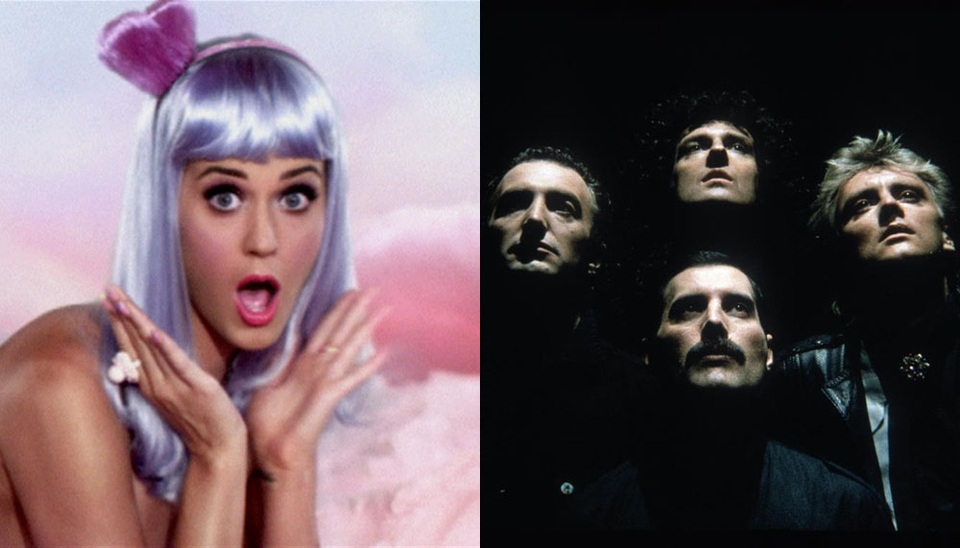 “California Gurls” của Katy Perry (trái) và “Behemian Rhapsody” của nhóm nhạc Queen (phải) lần lượt đứng ở vị trí thứ 6 và thứ 7.