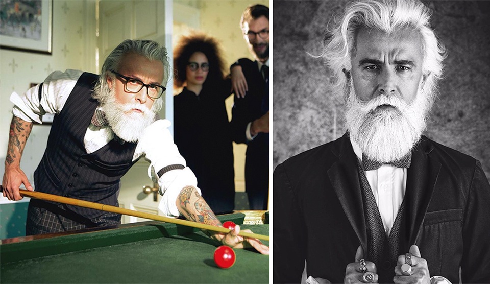 Người mẫu Ý Alessandro Manfredini (48 tuổi) thậm chí còn già hơn nhiều so với tuổi, một cách xây dựng hình ảnh đầy chủ ý, giúp Alessandro có được một vị trí riêng đặc biệt trong giới mẫu nam “già gân” (dù thật sự, anh chưa đến tuổi để… già như vậy).