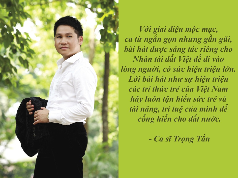 Nút thắt mang tên “người đẹp và ảnh khỏa thân” đã được tháo gỡ - 1 Trọng Tấn, Minh Quân “truyền lửa” trong Lễ trao giải Nhân tài đất Việt - Với chất giọng hào sảng và tràn đầy nội lực, cảm xúc; phần trình diễn trong Lễ trao giải Nhân tài đất Việt của ca sĩ Trọng Tấn với “Thắp sáng ngọn lửa Lạc Hồng”, Minh Quân với “Hào khí Việt Nam” đã “truyền lửa” cho hàng nghìn bạn trẻ có mặt tại khán phòng Cung Văn hóa Hữu nghị Việt Xô Hà Nội.