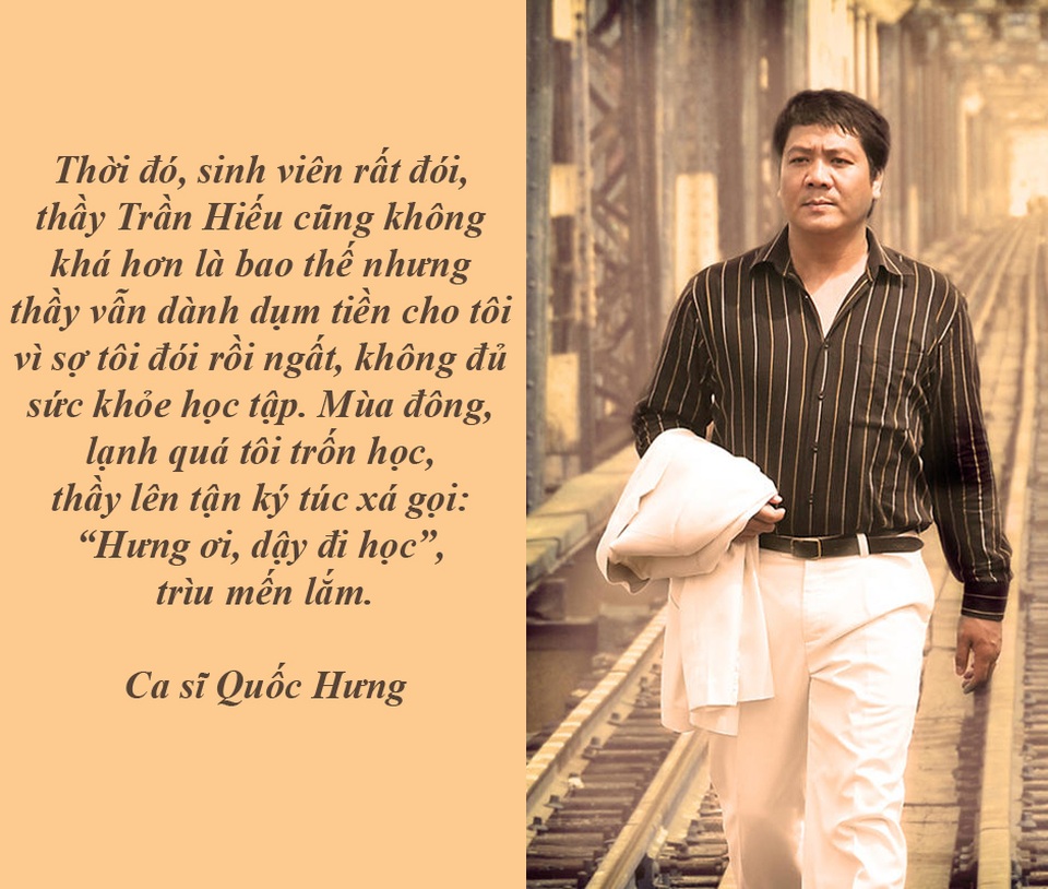Nút thắt mang tên “người đẹp và ảnh khỏa thân” đã được tháo gỡ - 6 Trong ký ức của NSUT Quốc Hưng, Trần Hiếu là một nghệ sĩ nhân dân mẫu mực, người thầy dạy chuyên ngành thanh nhạc từng gắn bó với ông trong suốt chặng đường dài từ Trung cấp lên Đại học. Trong suốt 9 năm học Nhạc viện, chỉ có một thầy, một trò cùng cây đàn piano với vô vàn kỷ niệm. Trong quá trình học tập, rất nhiều sáng tạo đã được phát sinh.