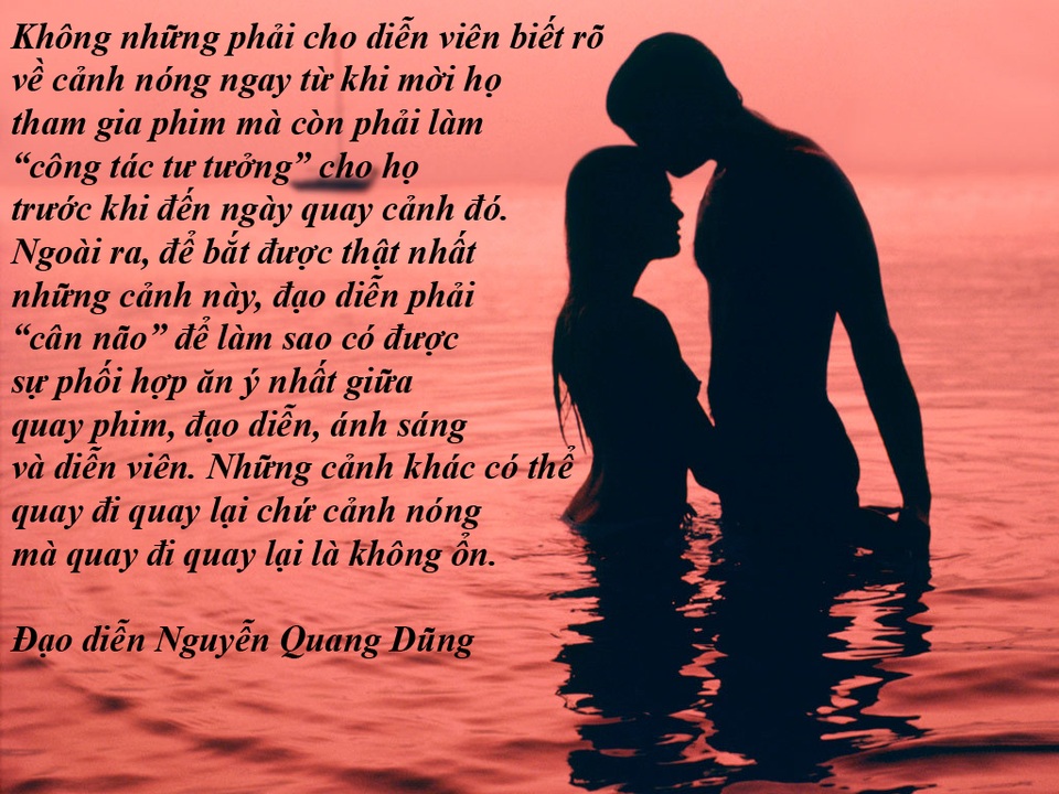 Áp lực phía sau những “cảnh nóng” trên màn ảnh Việt - Điện ảnh Việt cũng không nằm ngoài “guồng quay cảnh nóng” của điện ảnh. Đạo diễn Đặng Thái Huyền, Nguyễn Quang Dũng và diễn viên Nhan Phúc Vinh đã chia sẻ những áp lực và khó khăn phía sau những cảnh nóng trên màn ảnh Việt.