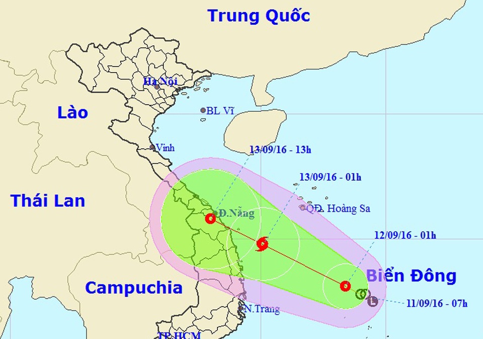 Áp thấp nhiệt đới sắp mạnh lên thành bão, hướng vào Nam Trung Bộ - 1 Vị trí và hướng di chuyển của áp thấp nhiệt đới (Ảnh: NCHMF).