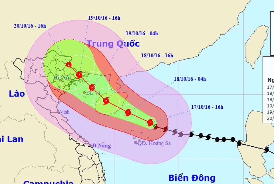 Vị trí và hướng di chuyển của bão số 7 (Ảnh: NCHMF).