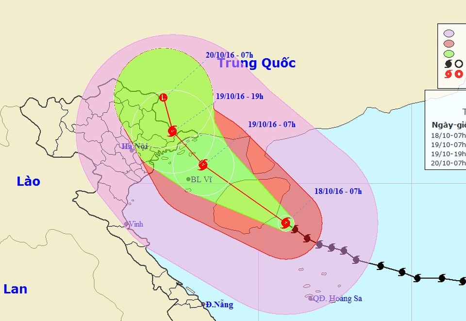 Bão số 7 có thể đổ bộ vào Quảng Ninh - Hải Phòng - 1 Vị trí và hướng di chuyển của bão số 7 (Ảnh: NCHMF).