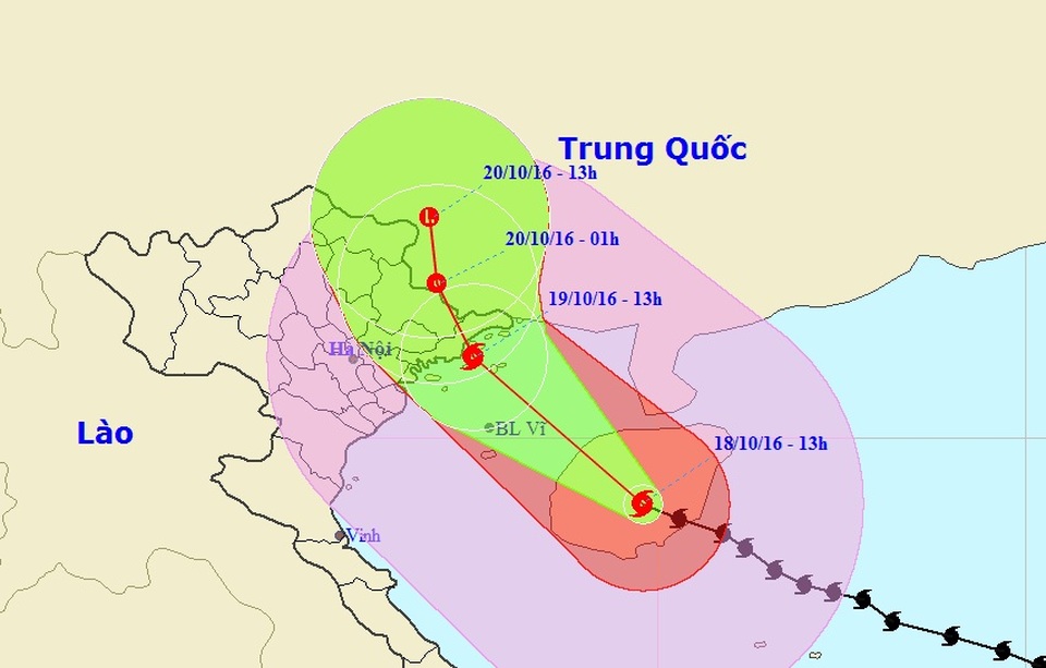 Vị trí và hướng di chuyển của bão số 7 (Ảnh: NCHMF).
