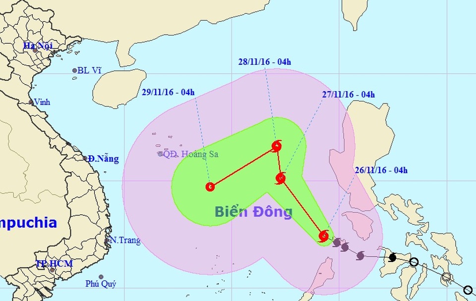 Bão Tokage vào Biển Đông, hướng đi dự báo gấp khúc phức tạp - 1 Vị trí và hướng di chuyển của bão Tokage (Ảnh: NCHMF).