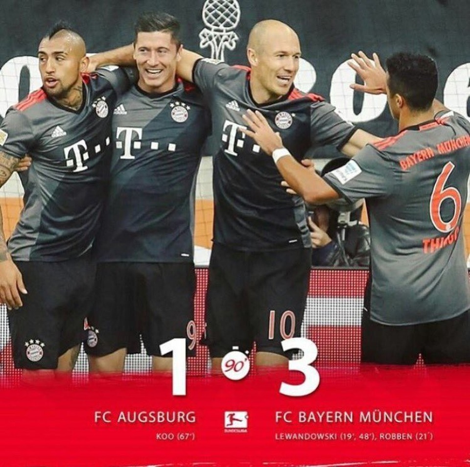 Bayern Munich xây chắc ngôi đầu, Dortmund gây thất vọng lớn - 1 Bayern Munich giành chiến thắng trước Augsburg