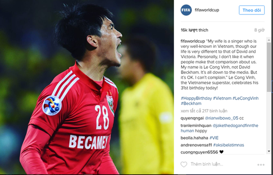FIFA chúc mừng sinh nhật Công Vinh - 1 FIFA chúc mừng sinh nhật Lê Công Vinh