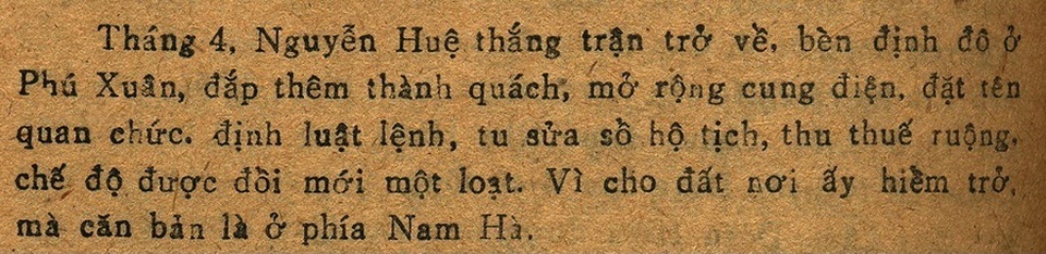 Lăng mộ Hoàng đế Quang Trung và bí mật lịch sử chưa lời giải (kỳ 1) - 5 Sao y trích đoạn “Nguyễn Huệ thắng trận trở về, bèn định đô ở Phú Xuân, đắp thêm thành quách, mở rộng cung điện” tại trang 90 trong sách Lê Quý Dật Sử của Bùi Dương Lịch.