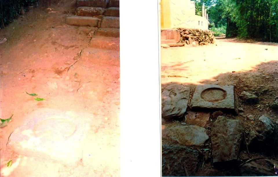 Tìm Phủ Dương Xuân mất tích, giải mã dấu hiệu lăng mộ vua Quang Trung (kỳ cuối) - 5 Đá táng cột màu trắng (trái) và đá táng cột màu xanh (phải)