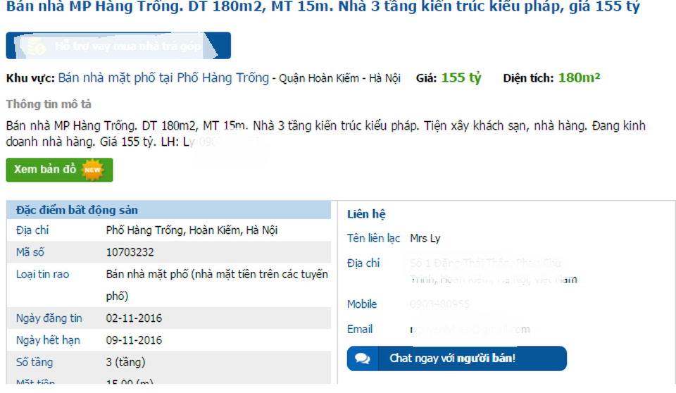Hét giá hơn 1,2 tỷ đồng cho mỗi m2 đất phố cổ Hà Nội - 1 Dễ dàng tìm kiếm được những dòng quảng cáo bán nhà Hàng Trống có giá từ 800 đến 1,2 tỷ đồng/m2 trên mạng.