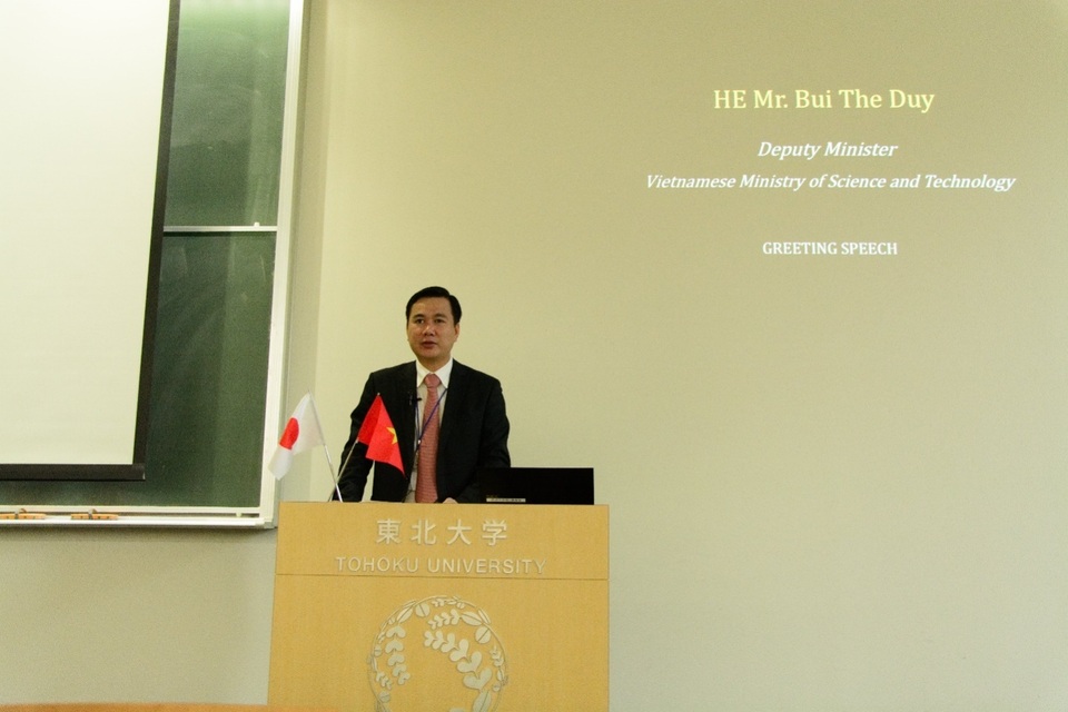 Hơn 110 nhà khoa học góp mặt tại Hội nghị Giao lưu khoa học Việt - Nhật lần thứ 11 - 2 Thứ trưởng Bùi Thế Duy phát biểu tại Hội nghị (ảnh: Văn Quang).