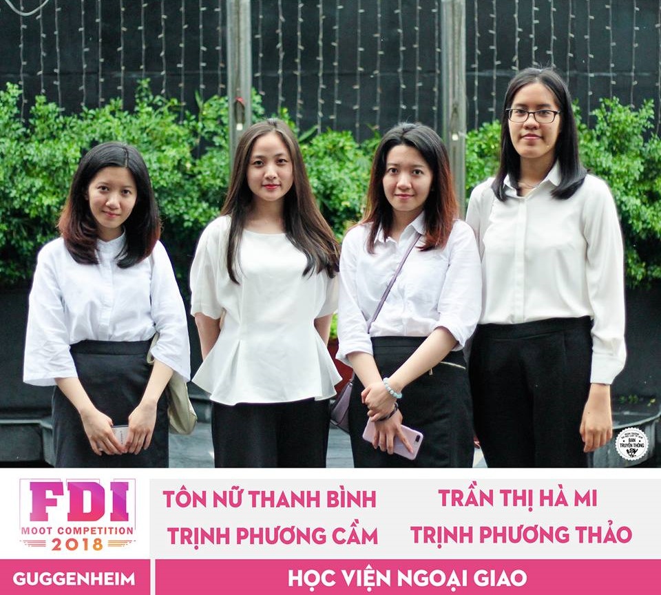 Bạn trẻ xuất sắc đại diện Việt Nam sẽ thi đấu Phiên tòa giả định về đầu tư tại Thụy Điển - 1 4 cô gái tài năng của Học viện Ngoại giao sẽ đại diện Việt Nam tham dự vòng thi quốc tế.