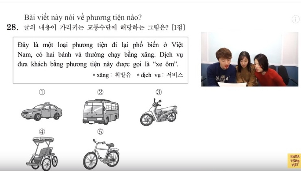 Thử sức đề thi Tiếng Việt trong kỳ thi Đại học "sinh tử” ở Hàn Quốc - 7 Từ xe ôm…