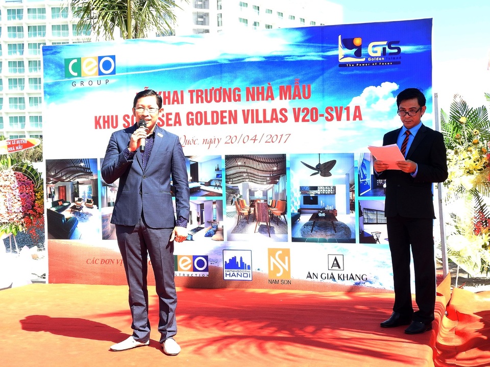Nghệ sĩ Trường Giang làm đại sứ thương hiệu của công ty bất động sản Đảo Vàng - 1 Ông Trần Đăng Khoa phát biểu tại buổi lễ khánh thành