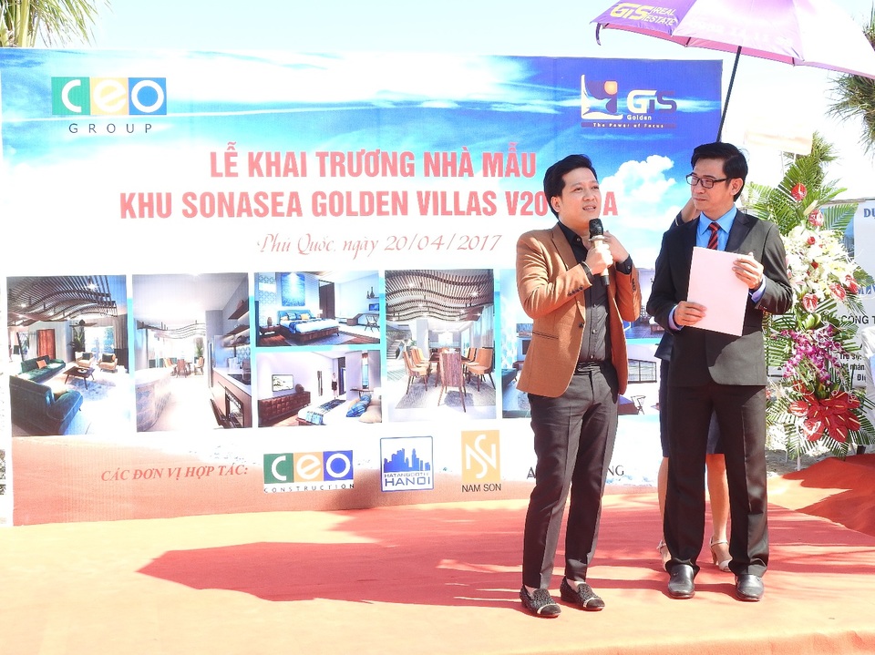 Nghệ sĩ Trường Giang làm đại sứ thương hiệu của công ty bất động sản Đảo Vàng - 2 Nghệ sĩ Trường Giang chia sẻ tại lễ khai trương biệt thự mẫu
