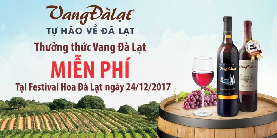 Cơ hội thưởng thức Vang Đà Lạt miễn phí và đón Giáng sinh tại Festival Hoa Đà Lạt - 2 Ladora Winery sẽ chiêu đãi du khách thập phương uống Vang Đà Lạt miễn phí.