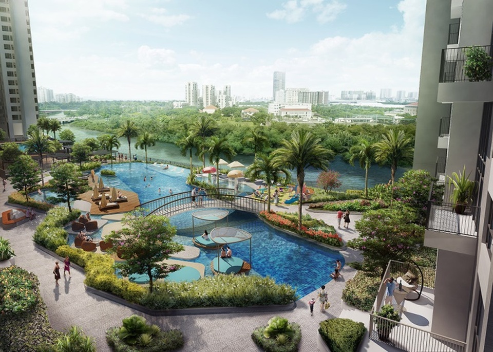 Những cuộc phiêu lưu nước bất tận tại dự án The View quận 7 - 1 The View mang đến không gian nghỉ dưỡng hoàn chỉnh nhất Quận 7, nổi bật bởi hồ bơi nước mặn 50 mét và hồ bơi tràn bờ 25 mét (Ảnh phối cảnh)