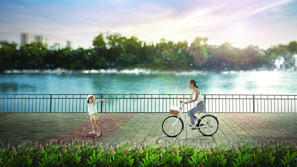 Những cuộc phiêu lưu nước bất tận tại dự án The View quận 7 - 2 Không gian sống ven sông với hơn 60% diện tích dự án được bao phủ bởi mảng xanh, mặt nước tạo nên môi trường sống lý tưởng cho mọi độ tuổi (Ảnh phối cảnh)