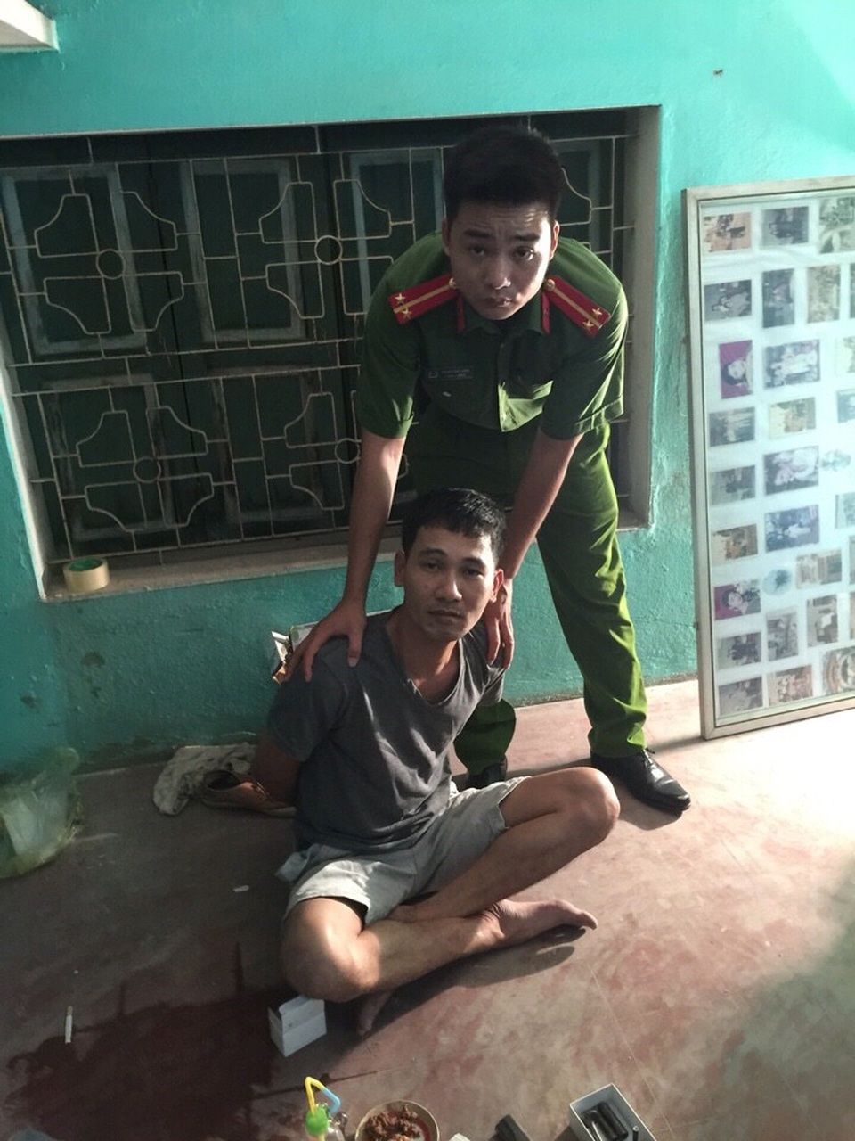 Quỳnh cùng tang vật dùng để chế tạo MTTH