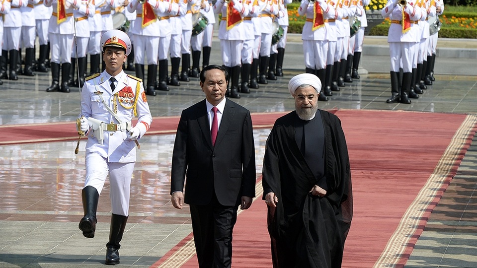 Lễ đón Tổng thống Iran Hassan Rouhani tại Phủ Chủ tịch sáng ngày 6/10