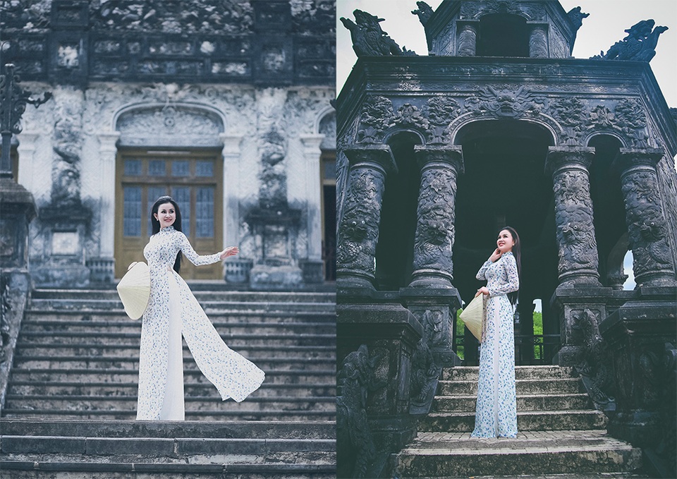 Say đắm với bộ ảnh độc đáo của Janny Thủy Trần ở Cố đô Huế - 1 Janny Thủy Trần hóa cô gái thành nội Huế với áo dài cổ kính