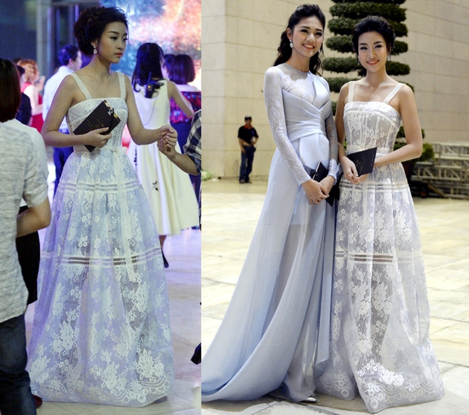 Hoa hậu Đỗ Mỹ Linh, Kỳ Duyên, Huyền My lọt top sao xấu; Sơn Tùng M-TP thảm họa thời trang - 8 Tân Hoa hậu Đỗ Mỹ Linh lọt top sao mặc xấu vì bộ váy có chất liệu và họa tiết kém sang. Phần dây áo lỗi mốt, tóc búi cao già nua, phụ kiện nghèo nàn,… cũng là những nguyên nhân chính khiến cô “tuột dốc thảm hại” trong cuộc chiến váy áo tuần này.
