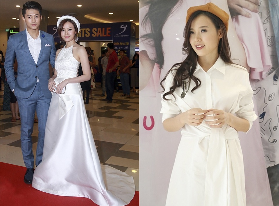 Kỳ Duyên, Nam Em vào sao đẹp; Hoa hậu Đỗ Mỹ Linh, Angela Phương Trinh phong độ thất thường - 9 Trước đó người đẹp sinh năm 89 cũng khiến khán giả bất ngờ vì nét đẹp “không tuổi” của mình khi thả dáng trong chiếc đầm cưới cổ yếm cũng như đầm sơ mi trắng trẻ trung.