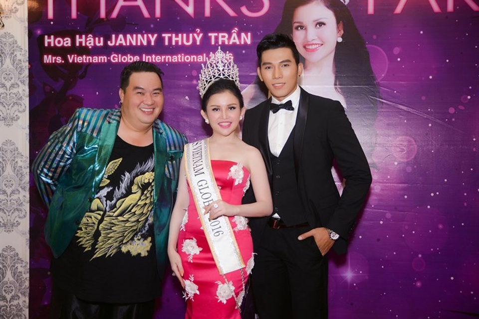 Hoa hậu Janny Thủy Trần rạng rỡ bên danh hài Hoàng Mập và Nam vương Châu Á – Á vương thế giới Trương Ngọc Tình