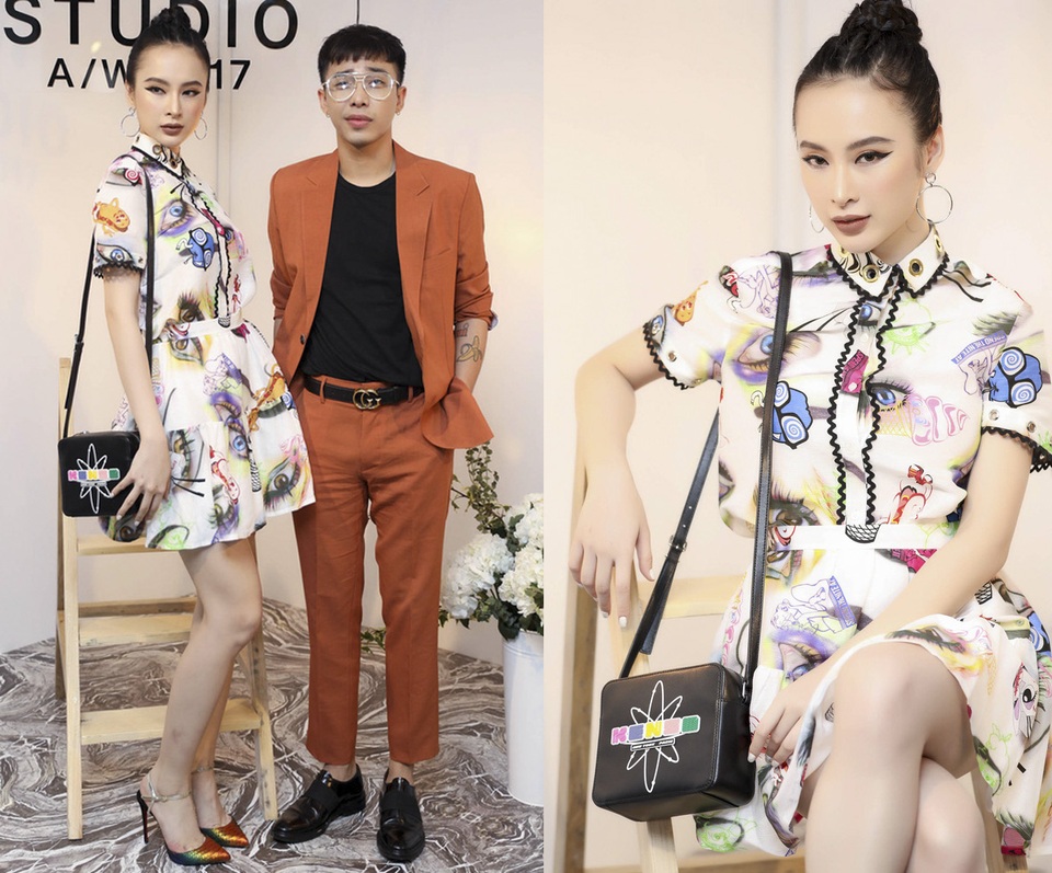 Hoàng Thuỳ - Minh Tú – Lan Khuê dẫn đầu sao mặc đẹp; Lâm Chi Khanh "hở bạo" vẫn kém duyên - 6 Angela Phương Trinh có sự trở lại mạnh mẽ khi liên tục khuấy đảo các bảng xếp hạng nhiều tuần liên tiếp. Xuất hiện trong cùng sự kiện với Hoàng Thuỳ, “Bà mẹ nhí” gây ấn tượng khi diện trang phục kín đáo và sang trọng, mix&match dàn phụ kiện hết sức hài hoà.