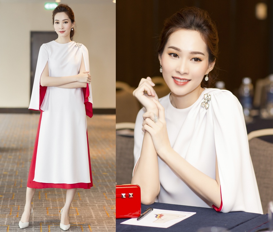 Kỳ Duyên, Huyền My mặc đẹp nhất tuần; Bảo Thanh lọt top sao xấu - 5 Đặng Thu Thảo chăm chỉ dự sự kiện dù ngày cưới đã đến rất gần. Hoa hậu Việt Nam 2012 khoe vẻ đẹp mong manh trong thiết kế đầm liền nền nã. Người đẹp diện kín bưng với phần tà quá gối và áo choàng cape thanh lịch.