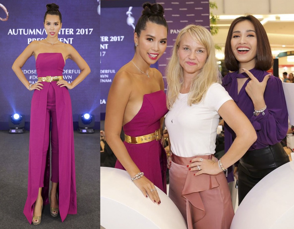 Kỳ Duyên, Huyền My mặc đẹp nhất tuần; Bảo Thanh lọt top sao xấu - 9 Đỏ-tím có vẻ là tông màu không may mắn tuần qua. Hà Anh khiến khán giả thất vọng vì lựa chọn trang phục rườm rà, phụ kiện thắt lưng, vòng cổ không hề ăn nhập với tổng thể. Không chỉ vậy, phần cúp ngực quá thô cũng nguyên nhân chính khiến người đẹp lọt top sao mặc xấu tuần qua.