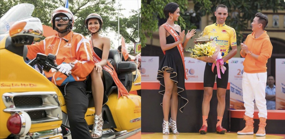 Hương Giang mặc đẹp nhất tuần, Vân Hugo diện mốt lộ nội y phản cảm - 9 Hhen Niê còn mắc lỗi chọn trang phục không phù hợp với sự kiện. Nhiều khán giả tỏ ý băn khoăn không hiểu làm thế nào mà người đẹp có thể hoạt động thể thao với thiết kế cầu kì của chiếc váy và đôi giày cao kều thế kia.