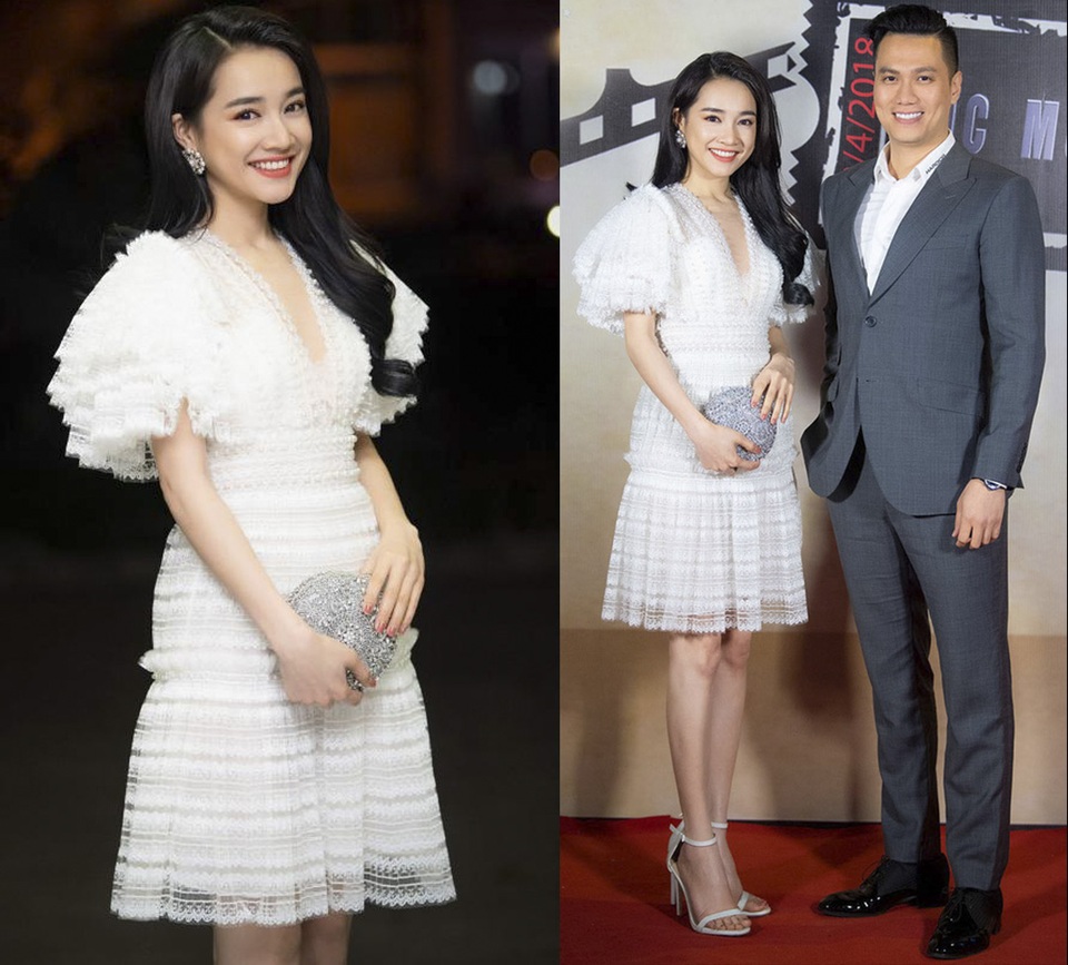 Tóc Tiên, Bảo Anh hở bạo gây tranh cãi, H’hen Niê lọt top sao xấu vì trang điểm - 2 Cùng diện cây trắng, Nhã Phương cũng không hề thua kém khi mang đến vẻ ngoài dịu dàng, đằm thắm hết mực. Người đẹp kết hợp chiếc đầm tay bồng, xếp lớp lạ mắt cùng clutch tròn và hoa tai đồng bộ.