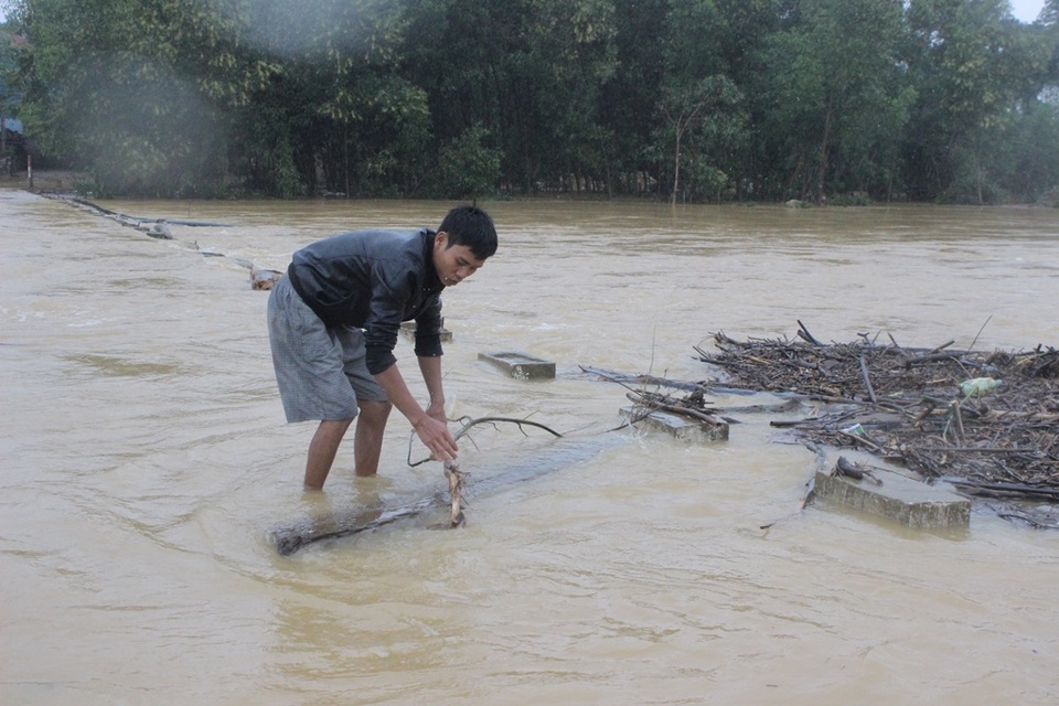 Bất chấp nước xiết nhiều người dân vẫn đổ xô đi vớt củi