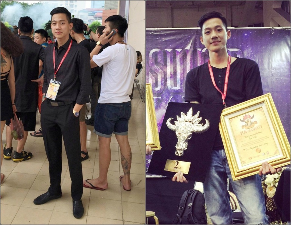 Năng khiếu của Trọng thể hiện ở những bức xăm hình rất đẹp được khách hàng đón nhận và từng đạt giải tại cuộc thi Quốc tế.